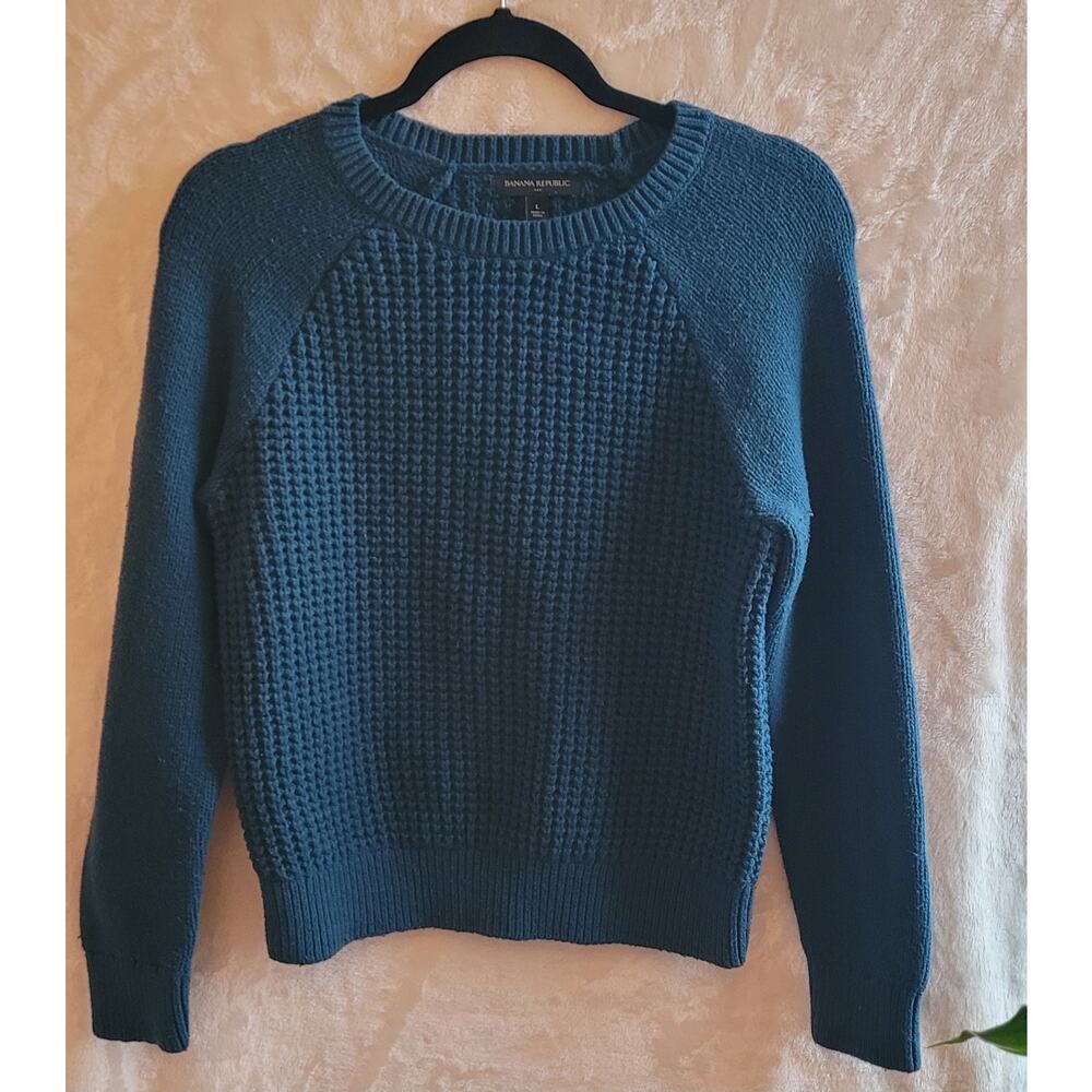 Women's Banana Republic Cotton Blend Waffle Knit Sweater Pullover Size L